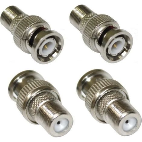 Adaptateurs BNC - AERZETIX - 4x Fiche F - Connecteurs vidéo - Femelle vers BNC - CCTV