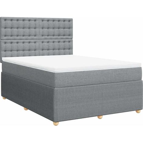 Maison Exclusive - Cama box spring con colchón tela gris claro 16