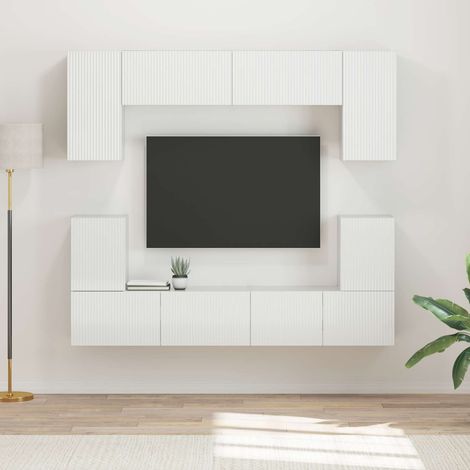vidaXL Set mobile TV 5 pcs Bianco Lucido Legno multistrato