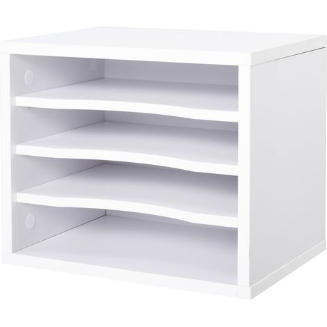 Organizador de escritorio compacto 4 niveles 35,5 x 25 x 28,6 cm baldas extraíbles ahorro de espacio moderno elegante de MDF blanco 210006129 (1/2)
