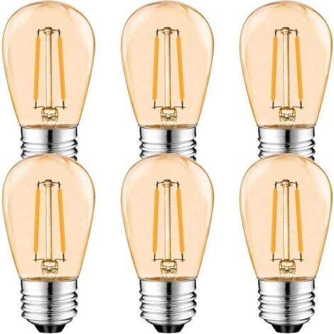 Pair S14 E27 Edison LED Glühbirne,2W Vintage Filament Fadenlampe,Amber , Warmweiß 2700K, 360 ° Abstrahlwinkel, Nicht Dimmbar 6er-Pack [Classe énergétique G]