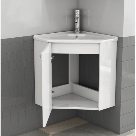 Eck-Badezimmermöbel mit Keramikwaschbecken, weiß HAVRYA (1/5)