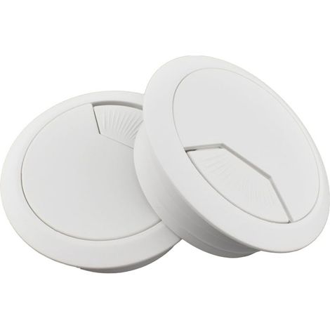 Cable Grommet - 60 mm - Blanc - Pour Bureau Table De Travail - Lot De 4 (1/5)
