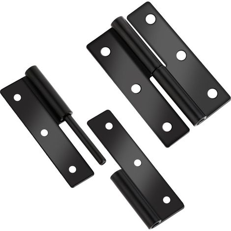 Juego de 2 bisagras de puerta redondeadas, negras mate, de 6,3 cm, de acero inoxidable, desmontables, antioxidantes, sin chirridos y resistentes (1/5)