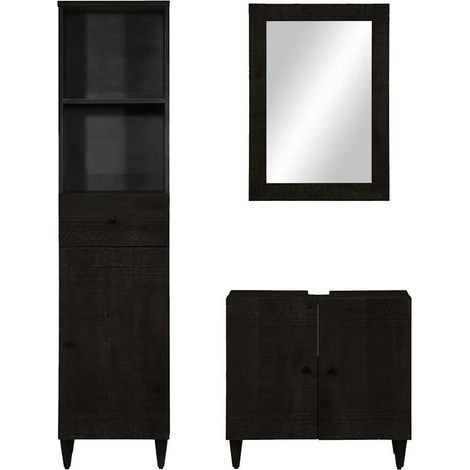 Maison Exclusive - Set Mobili da Bagno 3pz in Legno Massello di Mango (1/5)