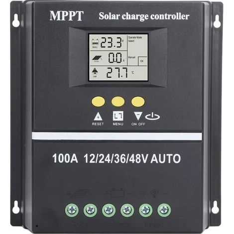 Solarladeregler MPPT 100A – Doppelter USB-Anschluss – Hintergrundbeleuchtetes LCD-Display – Spannungs-Protection – Kompatibel mit GEL und LifePO4
