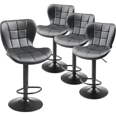 Mophorn Barhocker 4er-Set aus PU-Leder, drehbarer Bistrohocker mit Rückenlehne und Fußstütze, höhenverstellbarer Küchenhocker für Esszimmer oder Bar, Schwarz, belastbar bis 149,7 kg (1/5)
