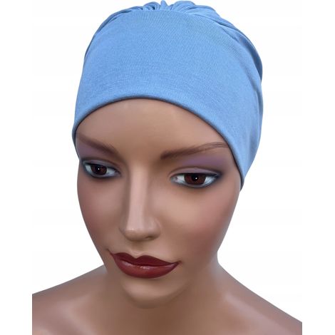 Turbante azul claro Jasmina para mujer, pañuelo liso para cada mujer. (1/5)