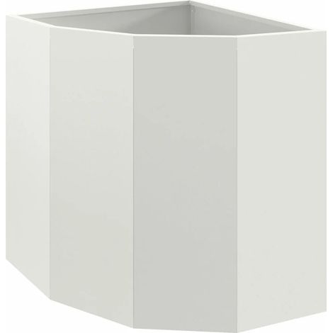 Jardinière d'angle moderne adaptée extérieur 45 x 45 x 50 cm en acier blanc (1/5)