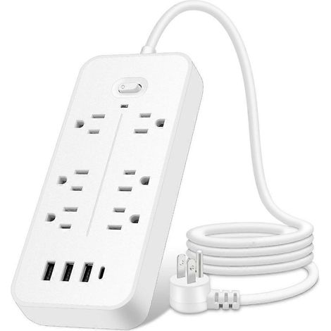 Multiprise Murale avec 6 Prises, 3 Ports USB et Port Type-C - Protecteur de Surtension (1/4)
