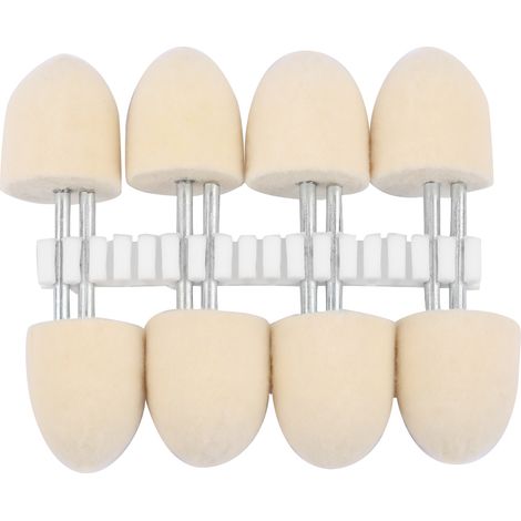 Tête de polissage en laine conique 10 pour meuleuse rotative, tige 3mm, diamètre 18mm, lot de 8 embouts feutre (1/5)