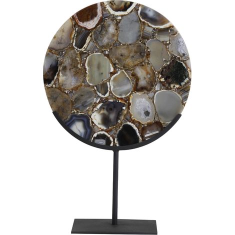 Ornamento GOUYA in pietra agata marrone + nero opaco - 35x12x50 (1/4)