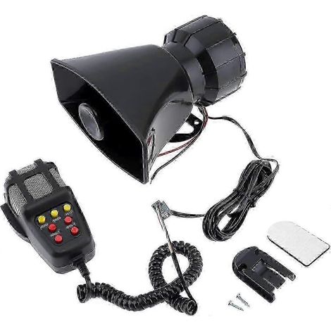 Amplificador de sonido de emergencia con 100 W de potencia, sirena de coche de 7 tonos para vehículos, motocicletas, altavoces de alarma y sonido de ambulancia/tráfico. (1/5)