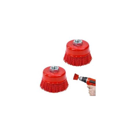 Lot de 2 brosses coupelles pour meuleuse d'angle, brosses en nylon pour perceuse, diamètre 75 mm, brosses en nylon pour meuleuse d'angle, brosses abrasives pour bois, brosses en nylon pour perceuse, v (1/5)