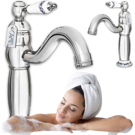 Mitigeur lavabo rétro Silla, robinet salle de bain en laiton, économie d’eau, design élégant, Chromé