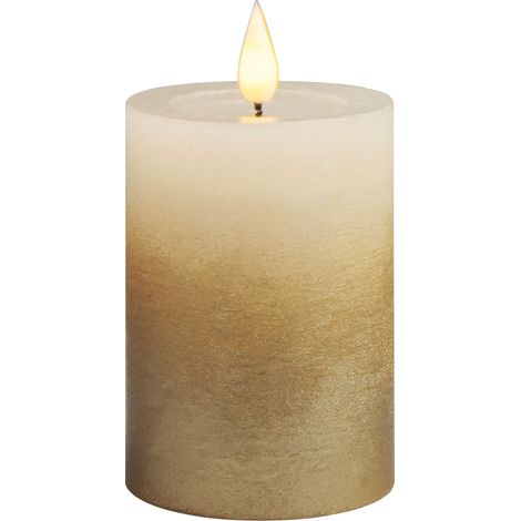 Kerze MagicHome Weihnachten, LED, 2xAAA, einfaches Leuchten, creme/golden, Metallic-Effekt, 7x10 cm (1/4)