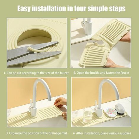 Tapis Robinet Évier - Protection Anti-éclaboussures En Silicone - Pour Éviers En Pierre Et Acier - 1 Pièce (1/5)