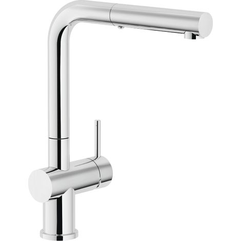 Nobili – Mitigeur de lavabo avec douchette extractible – Finition chromée – Bec orientable 360° – Limiteur de débit 50% – Monolevier en laiton (1/3)