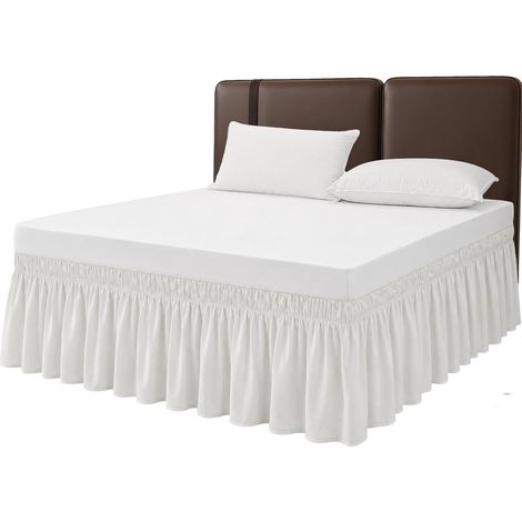 Bed Skirt 100% Organic Cotton Elegant Bumper for Mattress (White, 160 x 200 x 45 cm) (1/5)