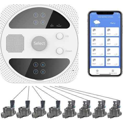 WiFi Smart Voice Dirrigation Contrôleur d'irrigation Smart Irigation Solénoïde Système d'arrosage Système d'arrosage de jardin App Contrôle du contrôleur de vanne intelligent, réglage du volume d'eau (1/5)