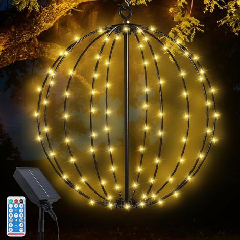 Lumineuse Solaire Exterieur, 120LED Boule Lumineuse Pliable 8 Modes 30CM Imperméable Décoration Lumière Globes Lumineux Pour Jardin, Terrasse, Balcon, Arbres, Mariage, Fête (1/5)