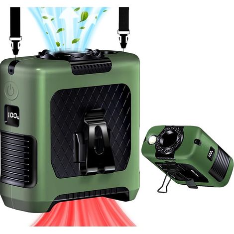Ventilateur portable avec clip de ceinture , 10000mAh , 6 à 40 heures , ventilateur puissant pour l'extérieur , idéal pour la randonnée , la construction , le sport et le travail en extérieur (v (1/5)