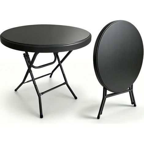 Table pliante ronde de 80 cm, table de cocktail, table de bistro, facile à installer pour les fêtes en extérieur, les mariages, les cafés, les jardins intérieurs/extérieurs, capacité de charge 136 kg  (1/5)