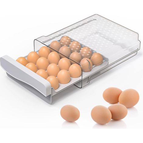 1 Boîte à œufs, Tiroir transparent empilable, Plastique alimentaire PP+PET, 20 œufs, Pour réfrigérateur et cuisine (1/5)
