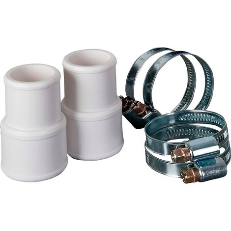 GRE – Raccord acier pour tuyaux Ø 32/38 mm – Fixation par collier – Compatible avec tuyaux de filtration – PVC blanc