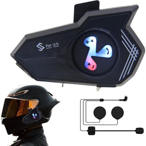 Casque de moto, interphone pour casque, lumière colorée, suppression du bruit, assistant vocal, écouteurs étanches pour le cyclisme en plein air, l'équitation, la motoneige (1/5)