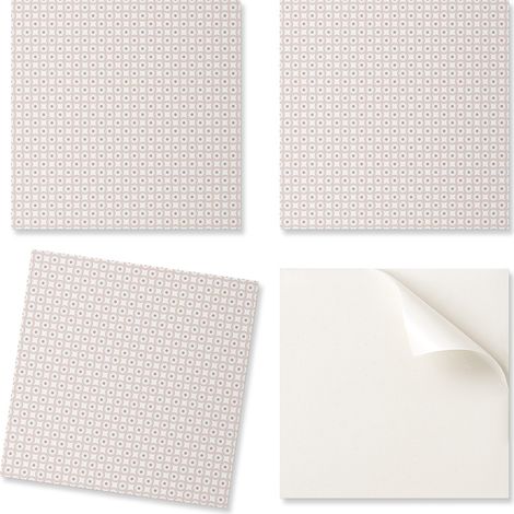 Juego de azulejos de vinilo para pared con un patr贸n de c铆rculos en cuadr铆cula de 4x50x50 cm.