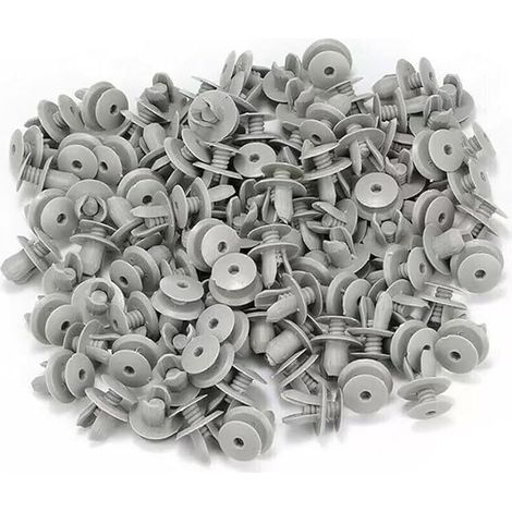 Lot de 50 Clips de Fixation en Plastique pour Garniture et Panneau de Voiture - Agrafes de Carrosserie, Rivets de Remplacement Référence OE 701867299 - Gris (1/5)