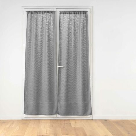Paire de voilages passe-tringle 2 x 70 x 240 cm – Effet lin tissé HALTONA – Gris (1/3)