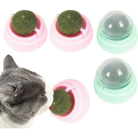 Lot de 4 boules d'herbe à chat, jouet de nettoyage des dents à l'herbe à chat pour chat, 5 x 4 cm