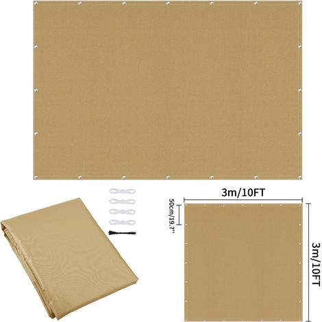 (Jaune sable 300x300CM) Écran de clôture d'intimité imperméable avec perforations, résistant aux UV, convient aux patios extérieurs. (1/5)