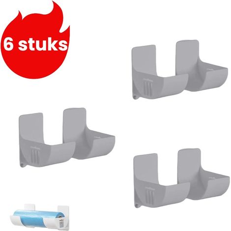 étagère de rangement de cuisine sans perçage 6 pièces pour sacs poubelle film alimentaire et divers articles bac de rangement pour salle de bain gris (1/5)