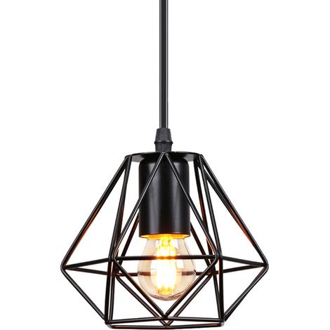 E27 Retro Métal Suspension Noire Luminaire Vintage Plafonnier Lustre Edison Culot E27 Eclairage de Plafond Lampe - Noir BLOW (1/5)