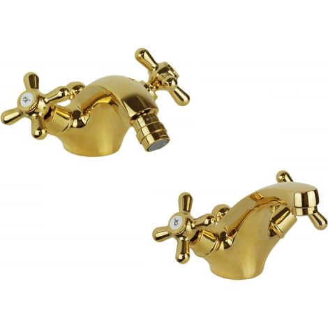 Paquete de grifería de baño estilo retro en color dorado Gattoni Calypso KITCALY3DO (1/5)