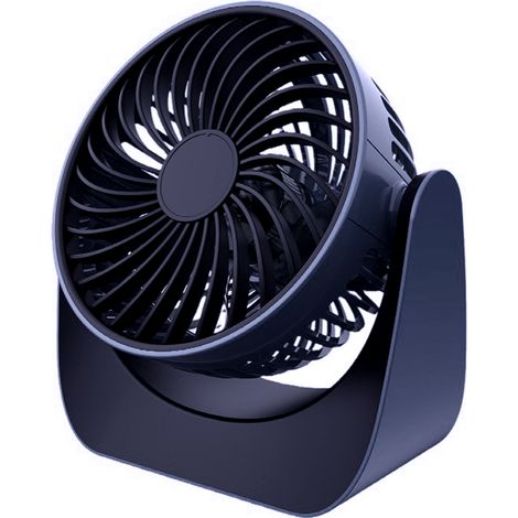 Mini ventilador portátil silencioso recargable por USB para dormitorios de estudiantes, ideal para la oficina o el estudio, color azul oscuro, con batería y universal. (1/5)