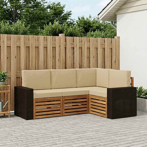 vidaXL Sofagarnituren mit Kissen 4 pcs Massivholz Akazie (1/5)