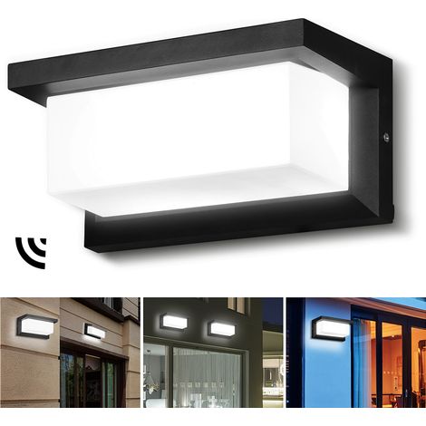 Randaco Applique da esterno a LED con sensore di movimento Lampada da parete moderna impermeabile IP65 per giardino patio bianco freddo