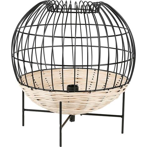 Lampe à poser Calypso boule rotin et métal Ostaria (1/4)