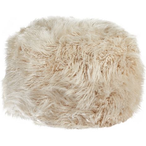 Puf de pelo sintético con relleno de EPS cuadrado diseño liso 70 x 70 x 45 cm beige claro Tukki