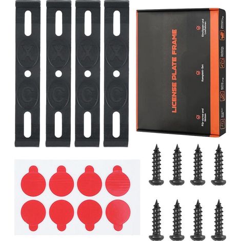 Support de plaque d'immatriculation sans cadre, invisible, lot de 4, résistant aux intempéries, compatible UE (1/5)