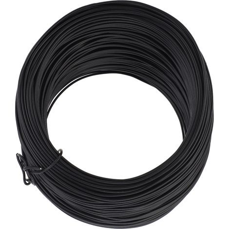 Bobine de fil de ligature de 0,75 mm x 50 m, en fer galvanisé revêtu de PVC, pour la fixation de barres d'armature et de câbles à fibres optiques, noir. (1/5)