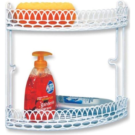 Artex Estante Angular de Baño de 2 Niveles Blanco Brillante 23x23x30 Cm