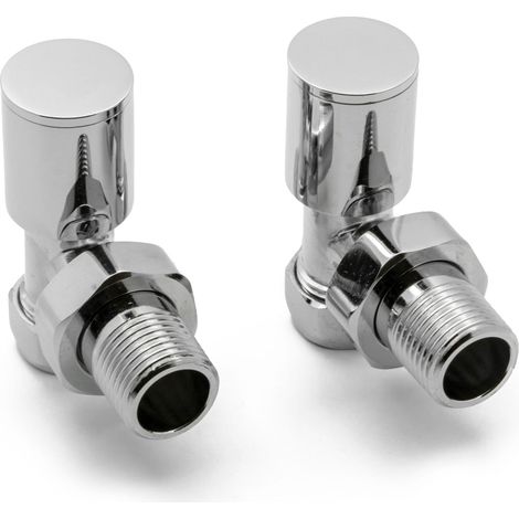 Reina Portland Angled Radiator Valves Pair 15mm - Chrome (1/2)