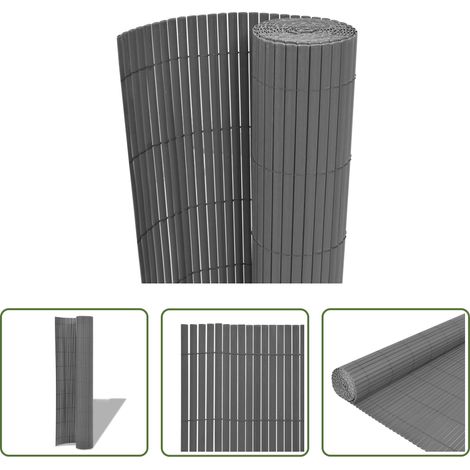 vidaXL Clôture pour jardin -  Clôture de jardin Double face PVC 90 x 500 cm Gris (1/5)