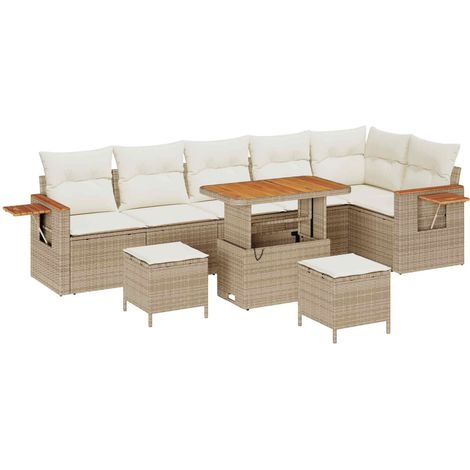 Maison Exclusive - Gartensofa-set 9 pcs Beige Poly-Rattan