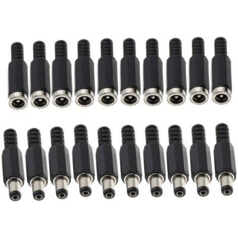 10 Pairs 5,5 mm x 2.1 mm Connecteurs Jack de Prise d'alimentation Mâle CC de Femelle Connecteur 5.5mm x 2.1mm Alimentation Fiche à Souder (1/5)